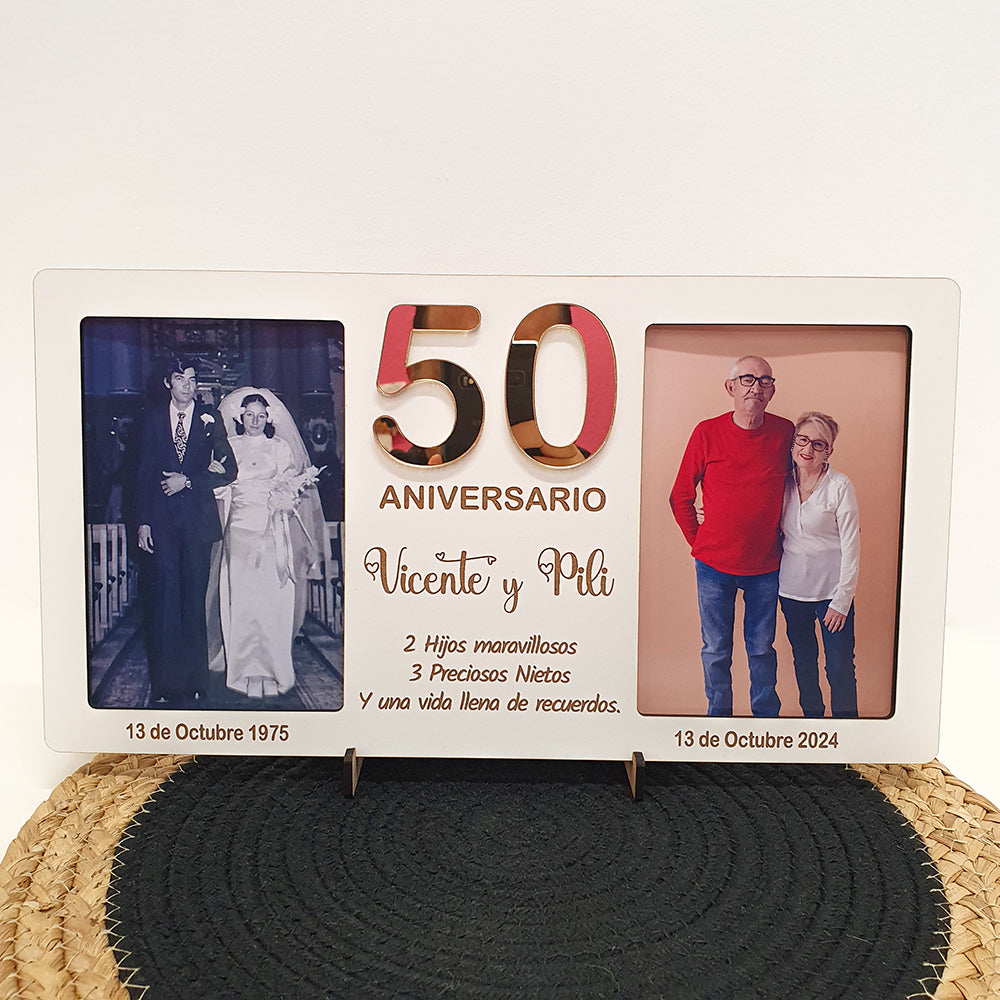Portafotos Personalizado de Aniversario con Número