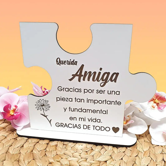 Tarjeta de Madera Puzzle para amiga personalizada