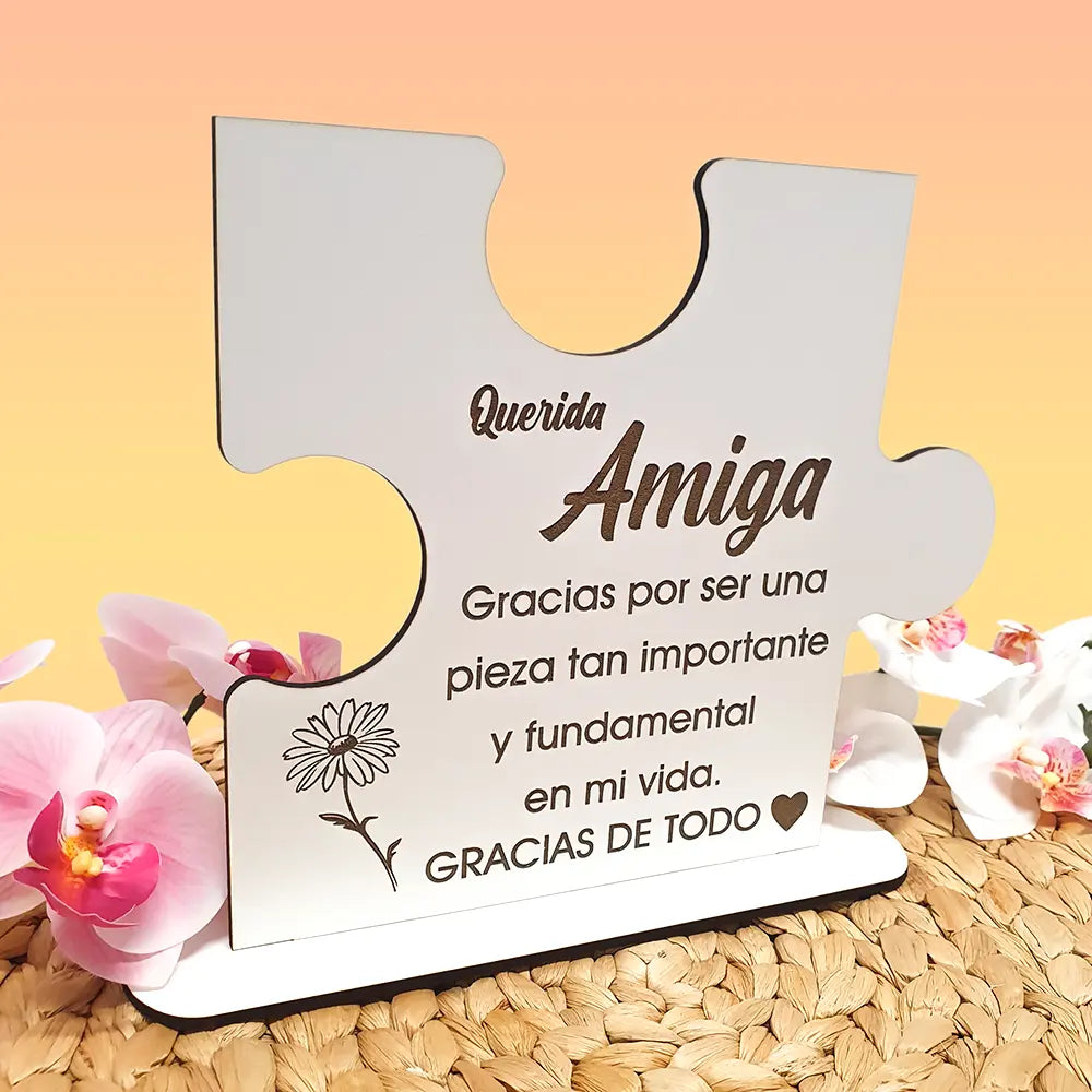 Tarjeta de Madera Puzzle para amiga personalizada