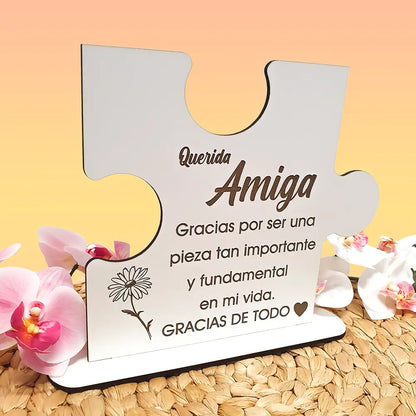 Tarjeta de Madera Puzzle para amiga personalizada