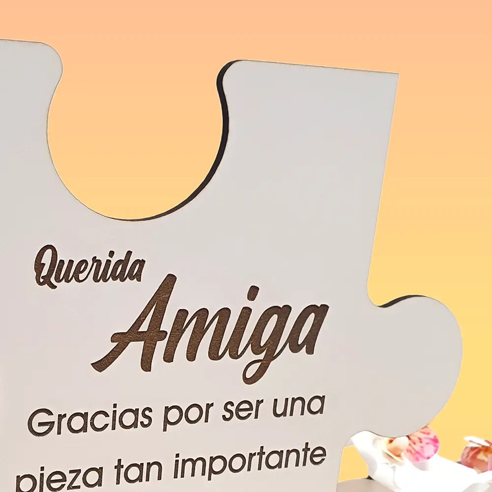Tarjeta de Madera Puzzle para amiga personalizada