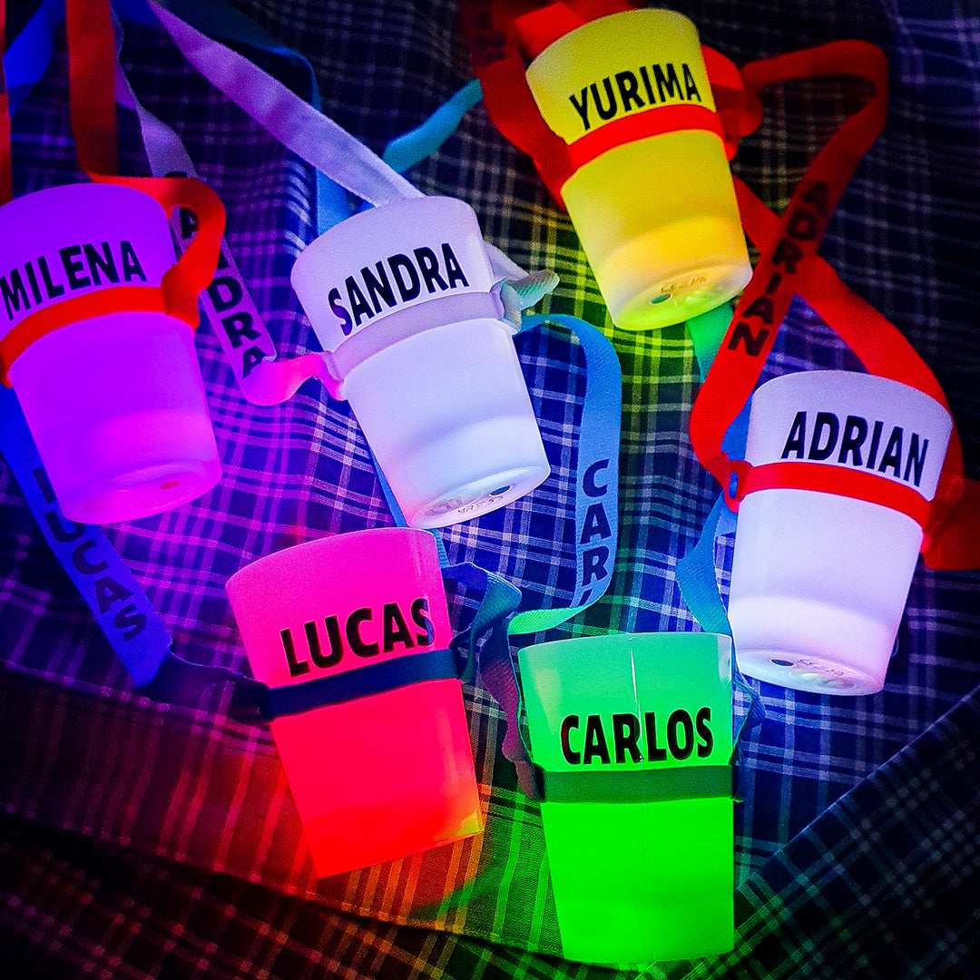 Vaso personalizado con luces LED multicolor