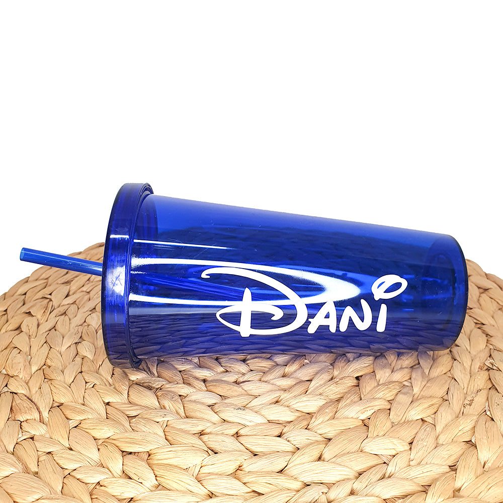 Vaso personalizado con nombre y pajita