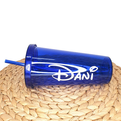 Vaso personalizado con nombre y pajita