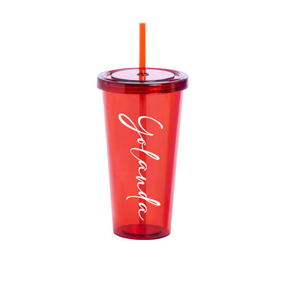 Vaso personalizado con nombre y pajita