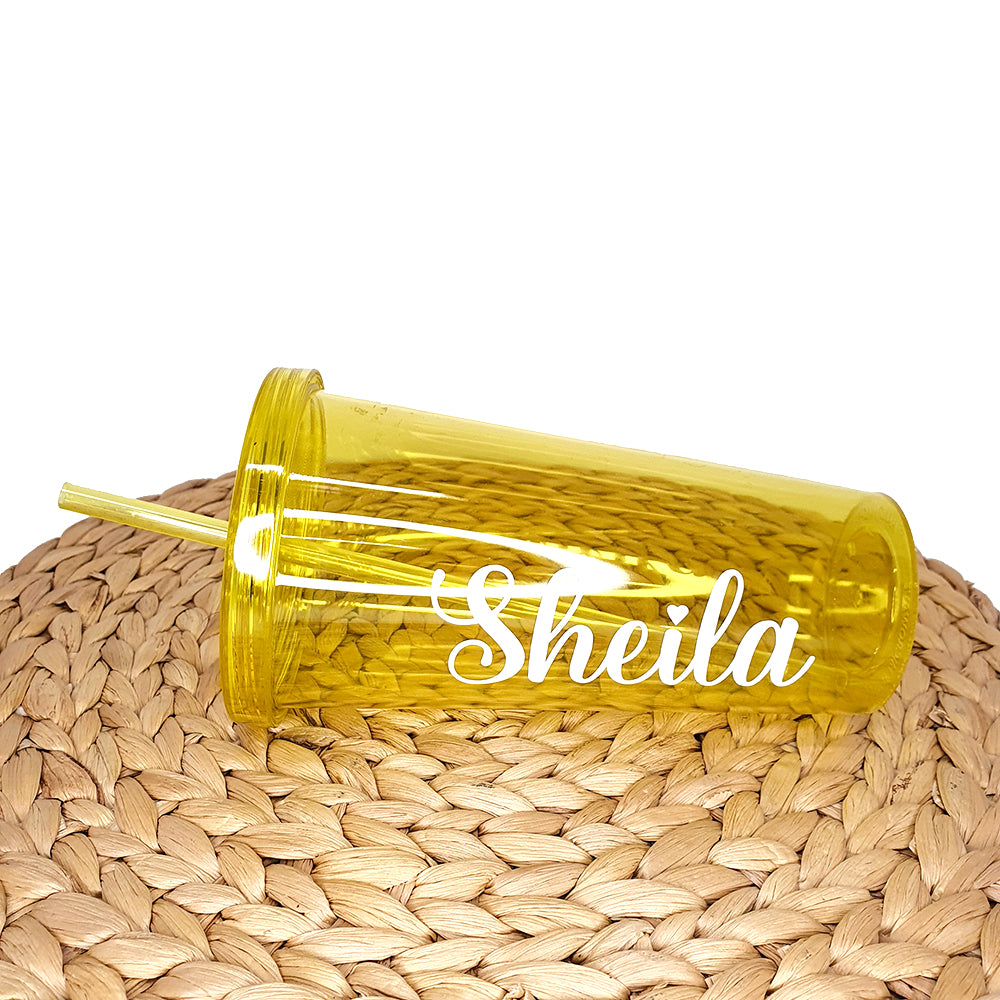 Vaso personalizado con nombre y pajita