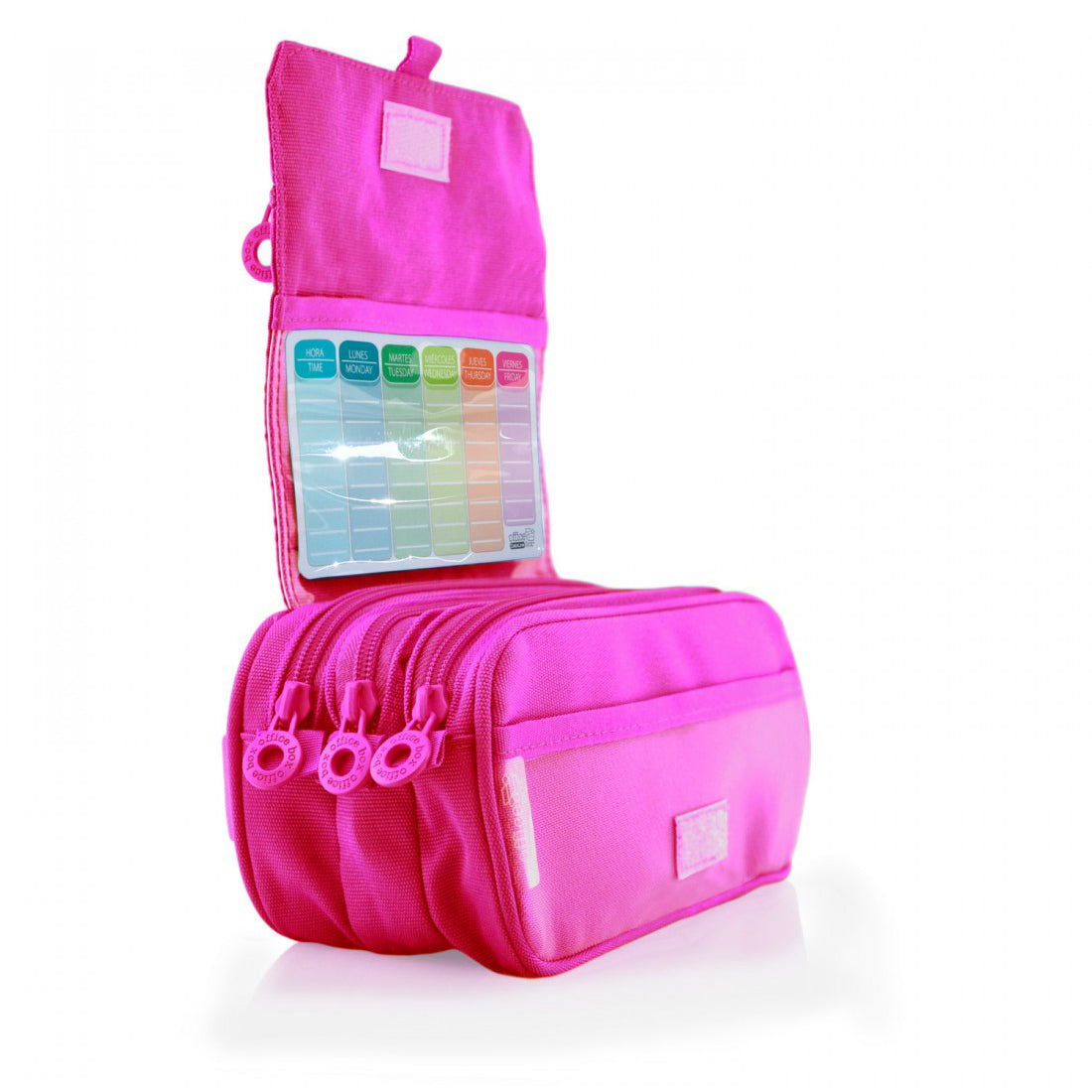 Estuche Escolar Triple Fucsia